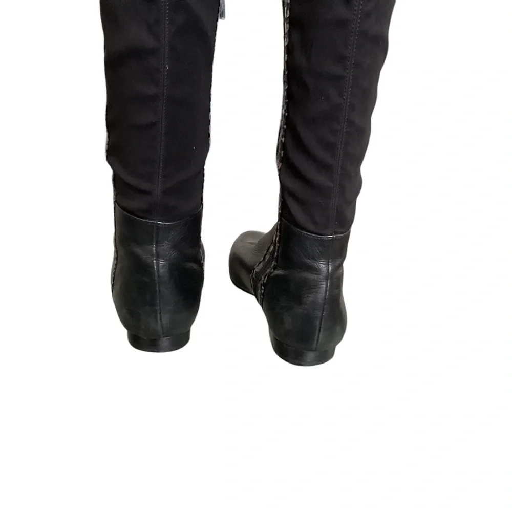 Vince Camuto Women Tall Black‎ Leather Faux Suede Zipper Boot Size 5
